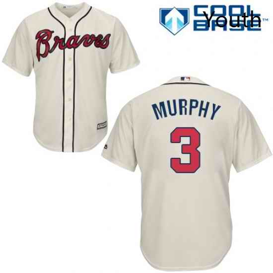 Youth Majestic Atlanta Braves 3 Dale Murphy Authentic Cream Alternate 2 Cool Base MLB Jersey